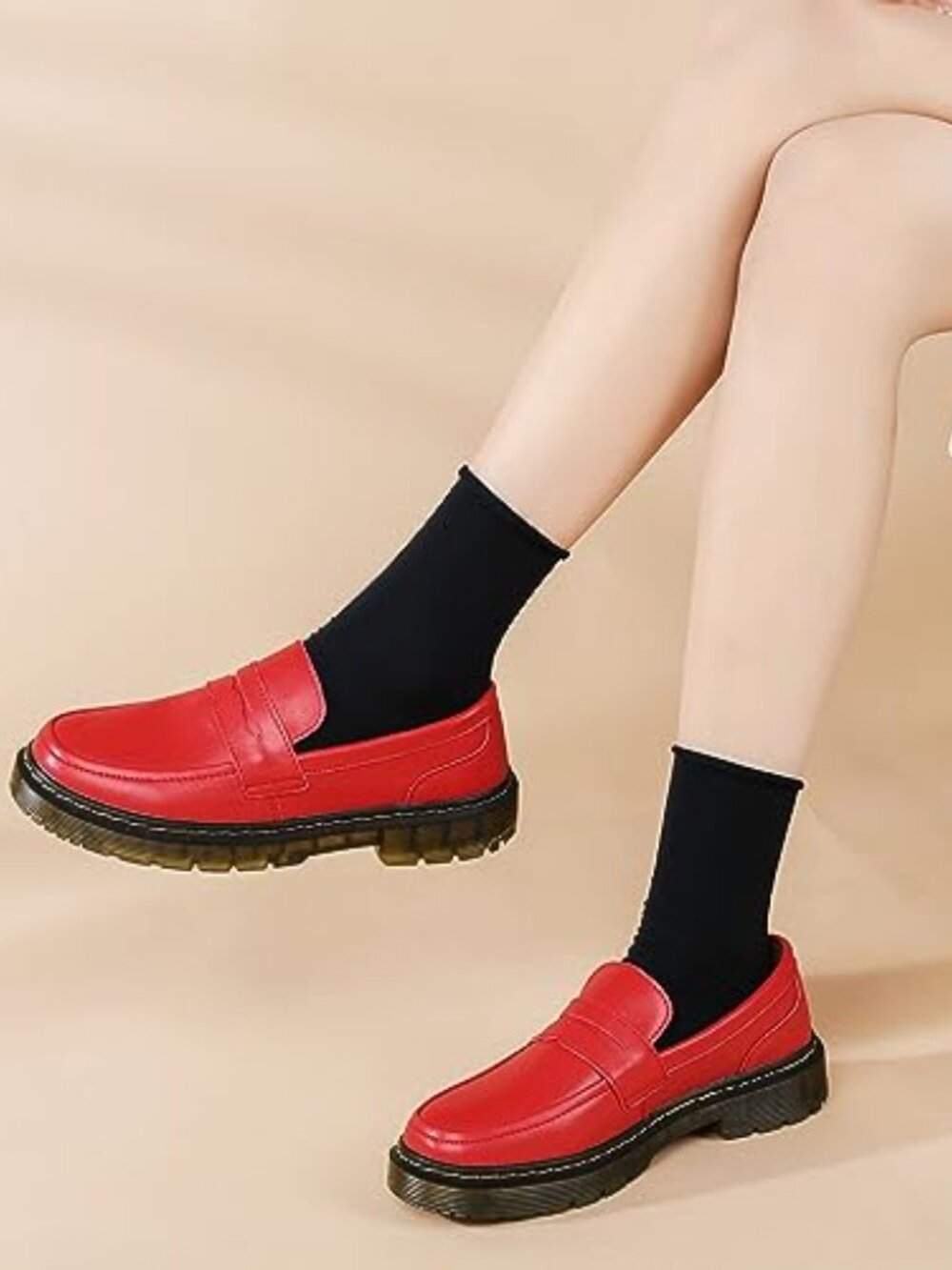 Women's Classic Penny Loafers Slip-On Leather Driving Mocc Fashion Shoes - Picture 6 of 7